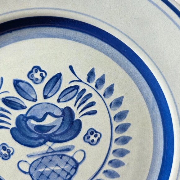 Arabia of Finland Blue Rose Dinner Plate Gray/Blue with Blue Flowers & Bands - Picture 4 of 12